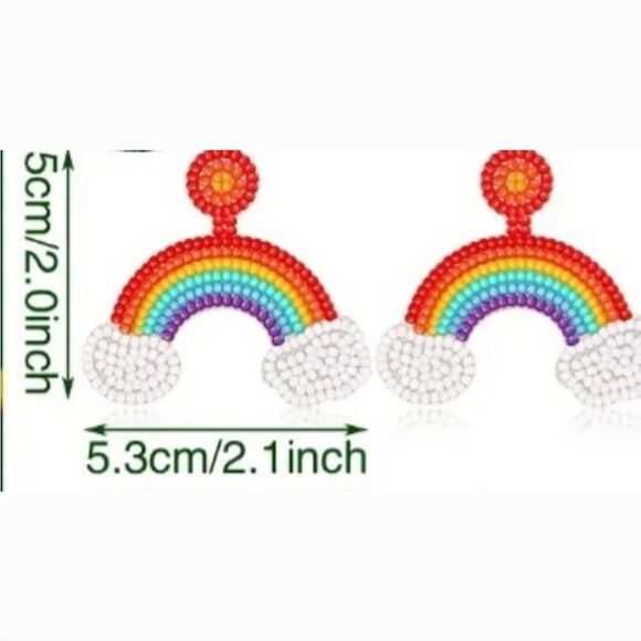 Bling RAINBOW seed bead earrings, Perfect for St Patty's Day and beyond - Picture 3 of 10